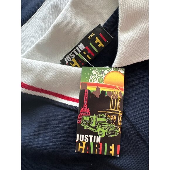 NWT Justin Cariel Philippines Polo Navy Red White Embroidered  Short Sleeve 2X - Picture 5 of 5